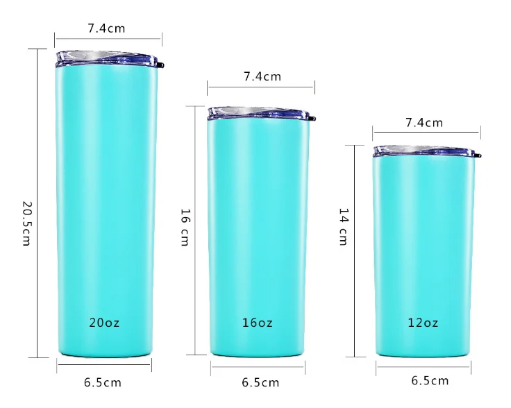 MURRICON 20 Oz Skinny Straight Sublimation Tumblers 12 Pack - Stainless Steel Vacuum Insulated With Lids