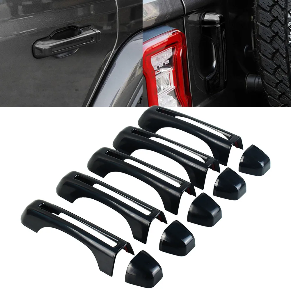 Black Side Door Handle Cover Trim 5pcs Kit For Jeep Wrangler JL 18-19 Car Accessories