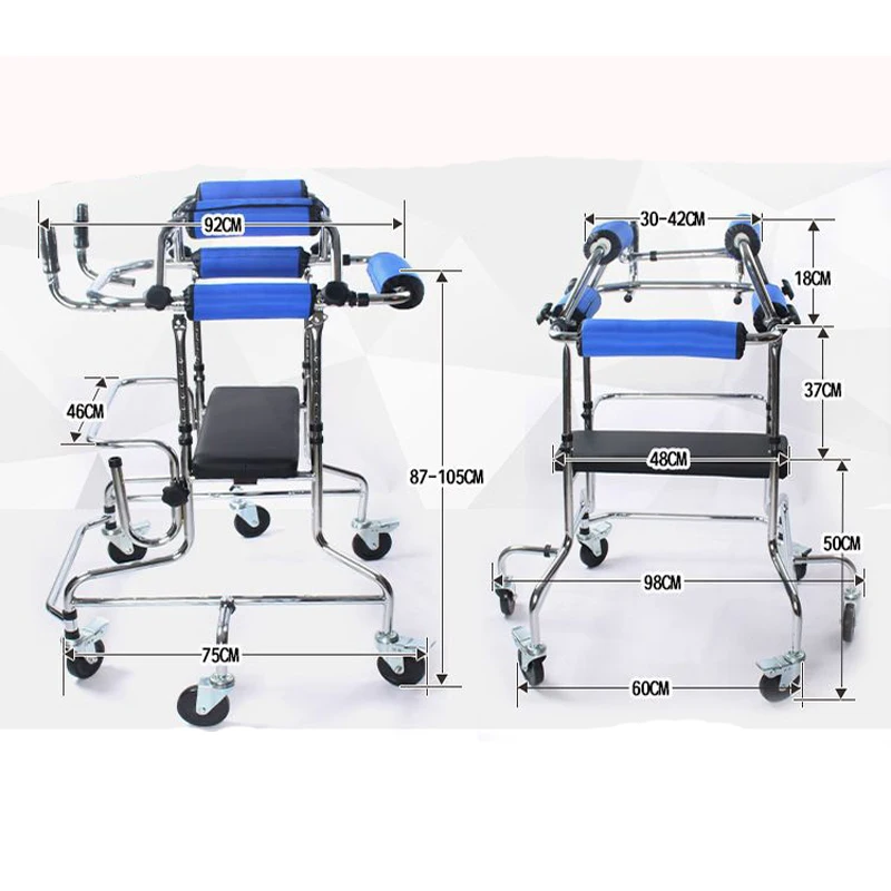 High quality anti rollover Disabled children walking aids hemiplegia lower limb training walker stainless steel standing frame