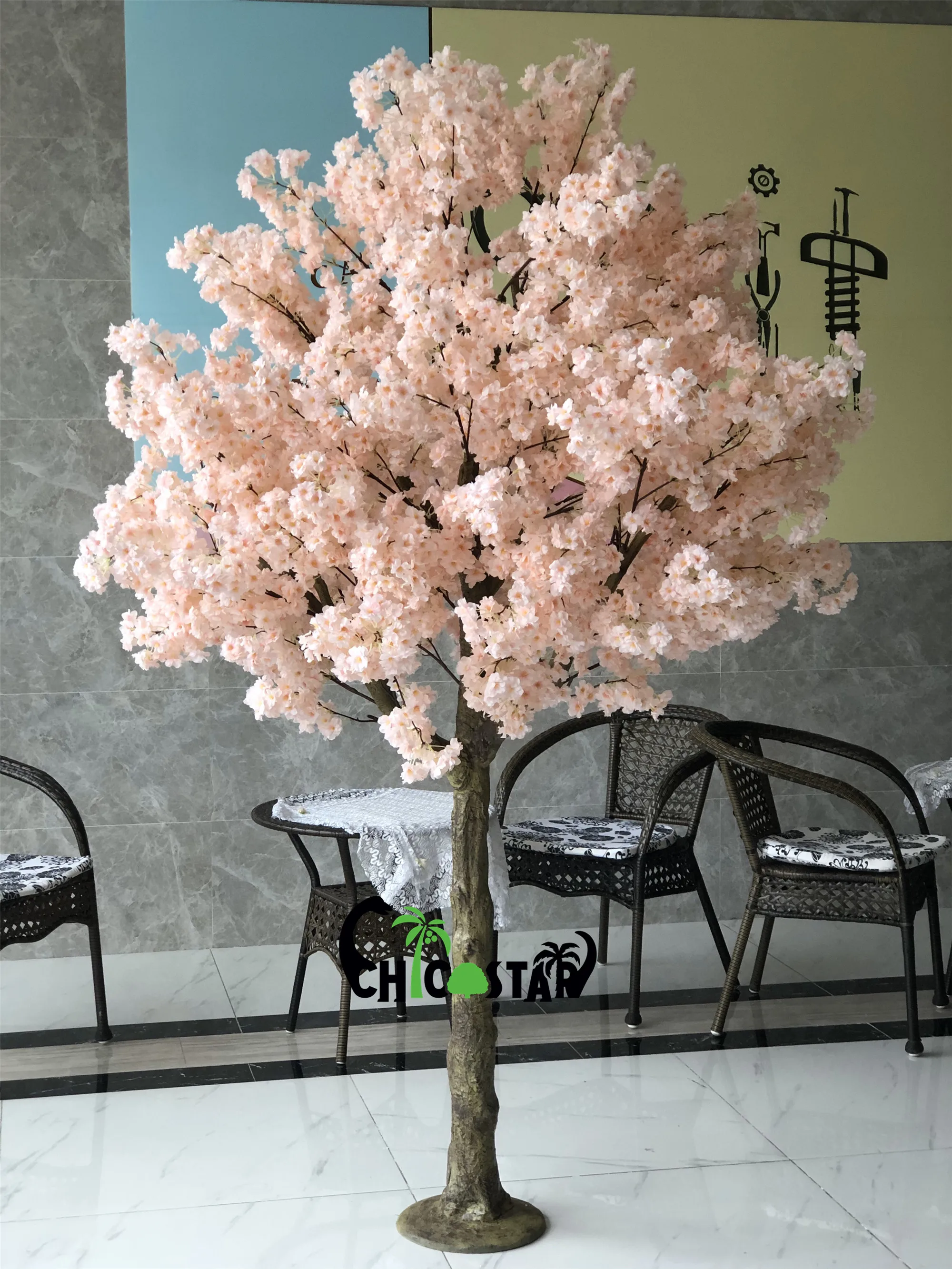 الزفاف الديكور الداخلي زهرة اصطناعية نبات شجرة اصطناعية كبيرة زهر الكرز