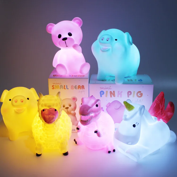 Custom cute mini animal led silicone night light for kids