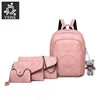 4Pcs Women Backpack Multifunctional Large Capacity Outdoors Backpack Female Zipper Softback Soft School Knapsack