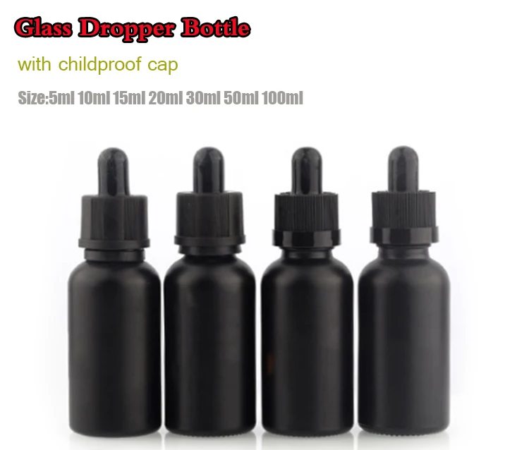 Serum Cosmetic 50ml Round Black Matte Bottle 60ml 100ml Glass Dropper
