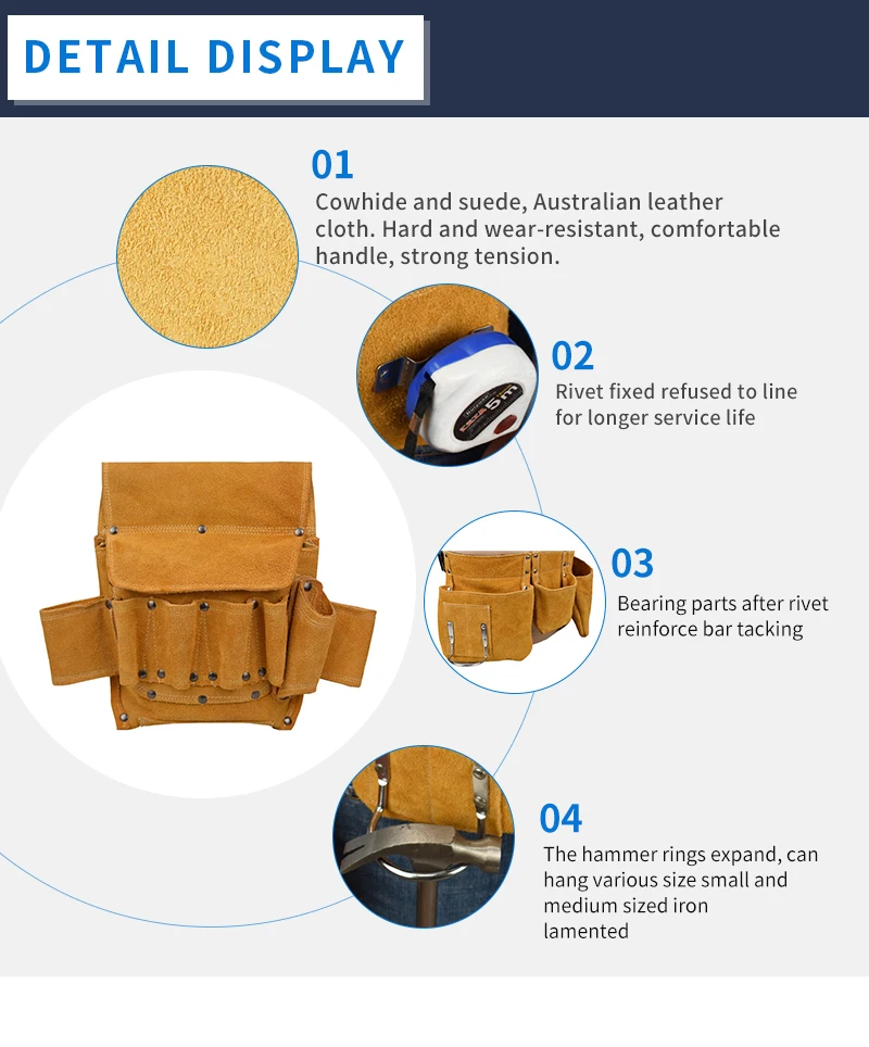 outdoor leather tool belt bag