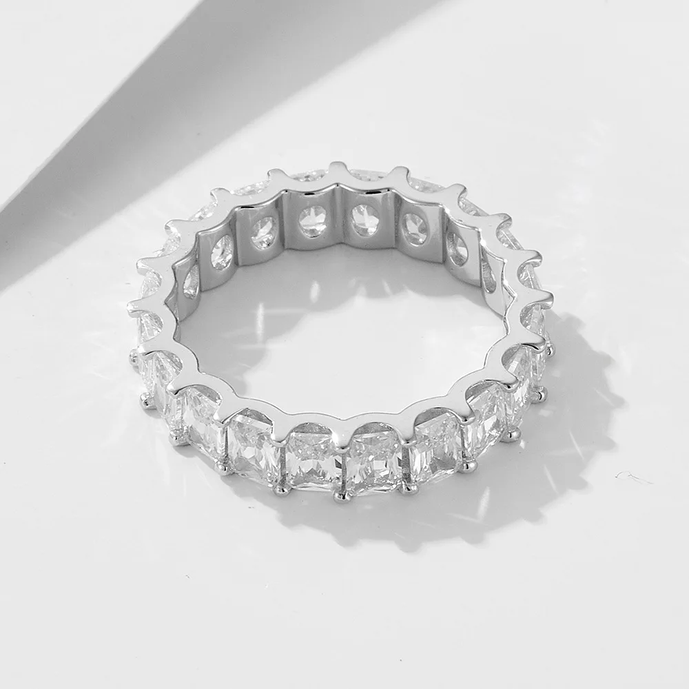 S925 Sterling Silver Platinum Plated Full Diamond Gemstone Rings Women's Lab Diamond Combination Wedding Party Suit Ring