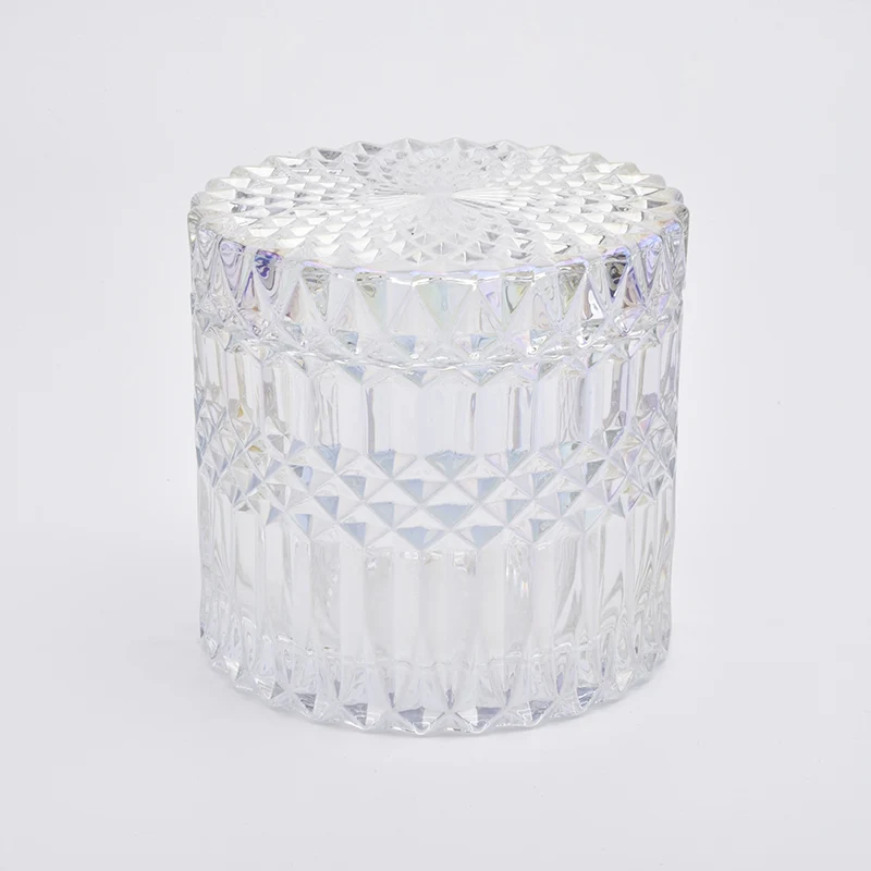 480ml Luxury Christmas Ion Plating Glass Candle Jar With Lids