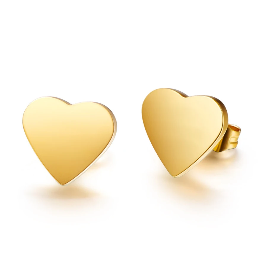 Gnzoe Womens Girls 18k Gold Plated Stud Earrings Gold-Plated Double Heart Surround White Gold Antiallergy 
