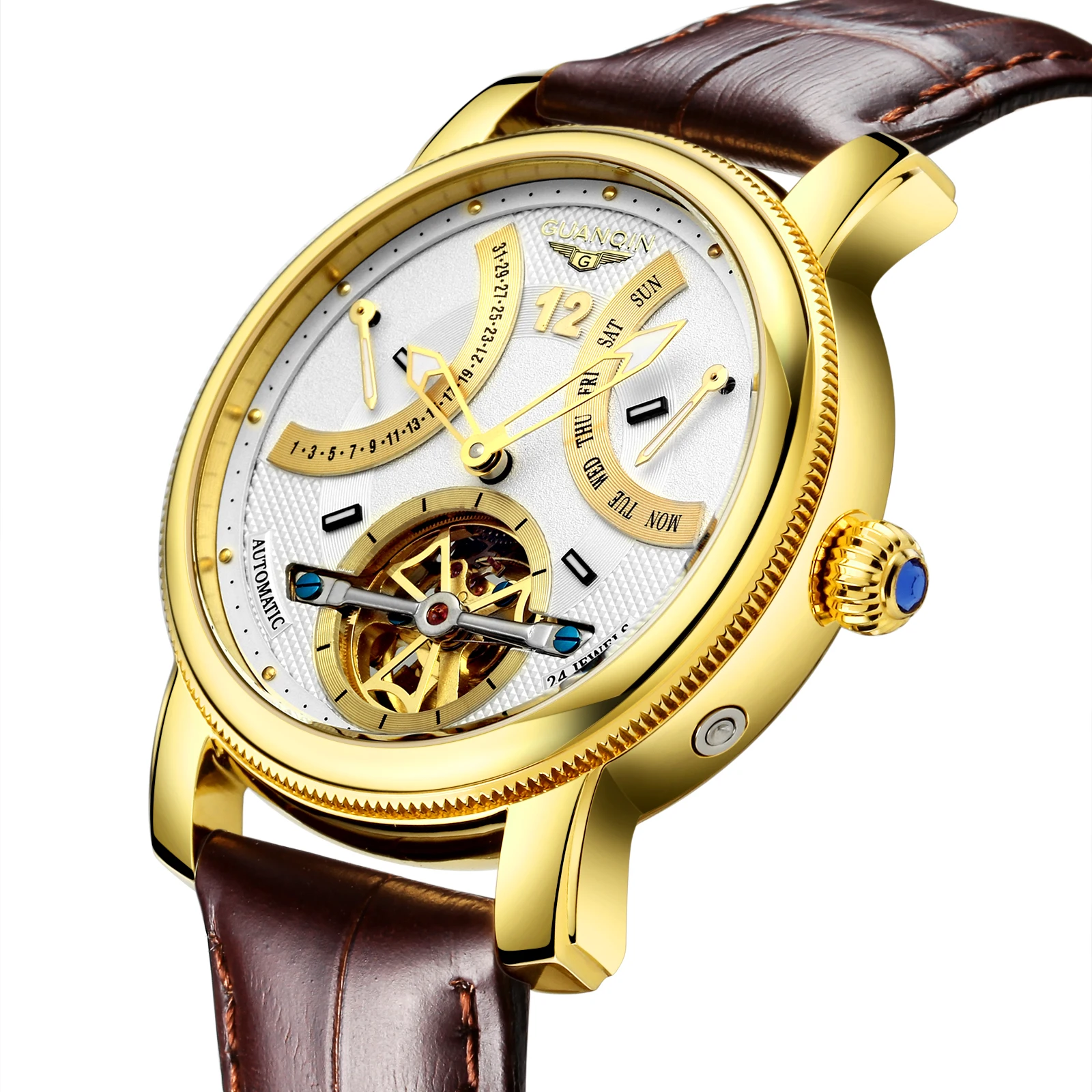 Chinesische Fabrik Kristall Mechanische Uhr Herren Automatische Luxus Analog Chronograph Uhr ...
