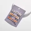 Custom 3 pcs set Geometric gold silver rose gold plating metal wire drawing hair clip
