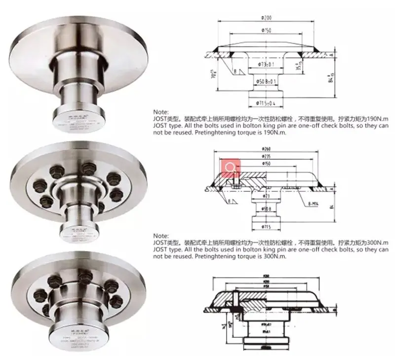 Factory Sales Semi Trailer Parts Jost Brand Welded Bolted 2 Inch And 3.