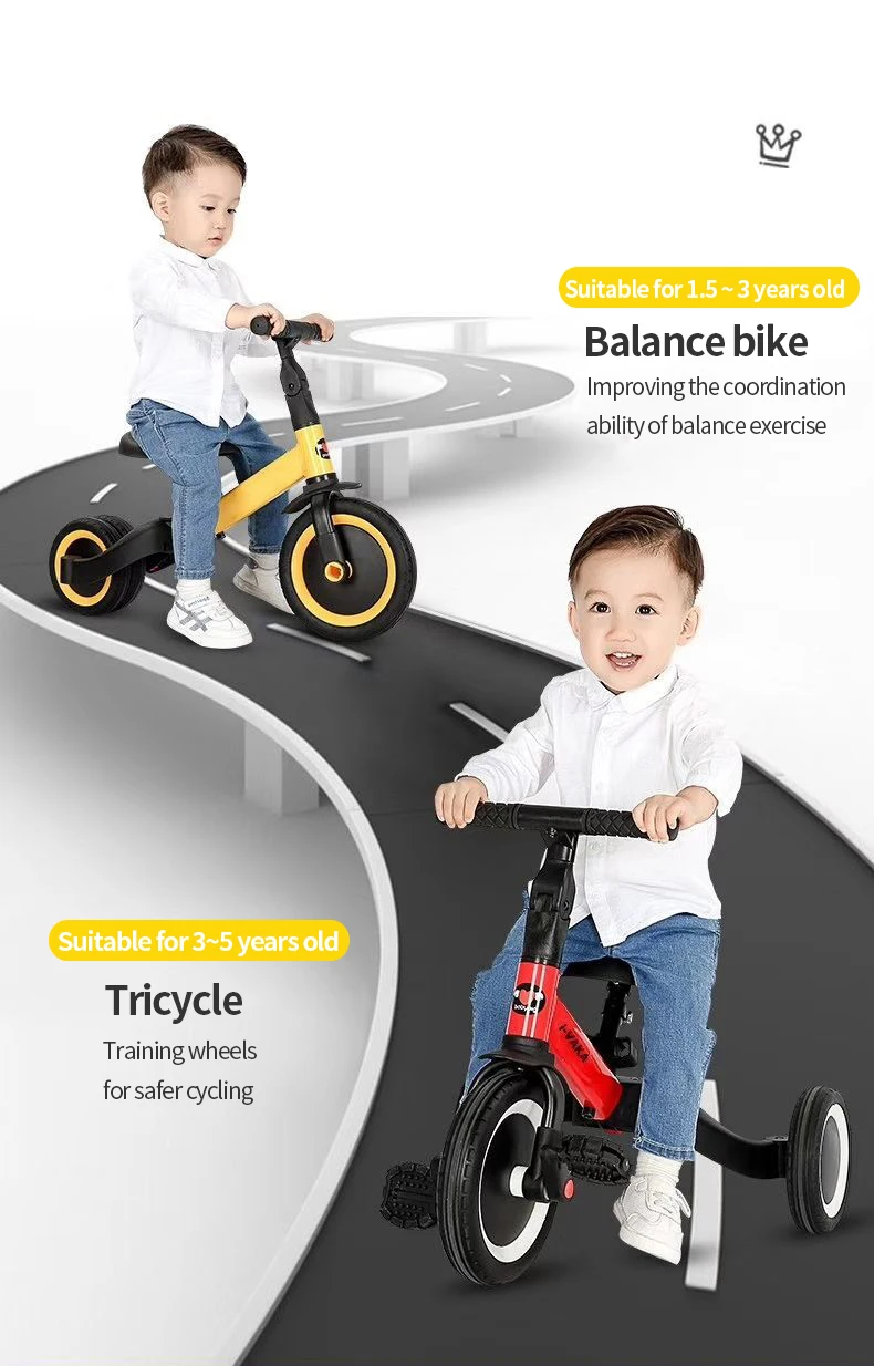VOKUL 3 in 1 Baby Balance Bike Toddler Tricycle Bike Toys with Detachable Pedals,Kids Walking Tricycle/Bicycle for 1-3 Years Old 3 Wheel Bike Trikes First Birthday Gift 