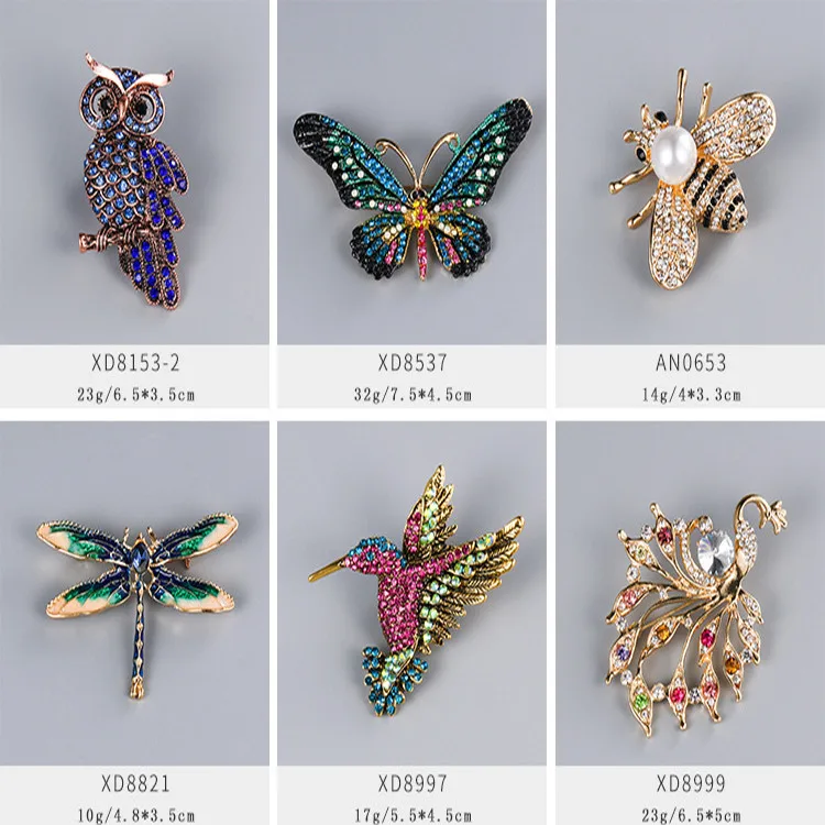 Wholesale Fashion Crystal Vintage Brooch Pin Enamel Dragonfly Butterfly