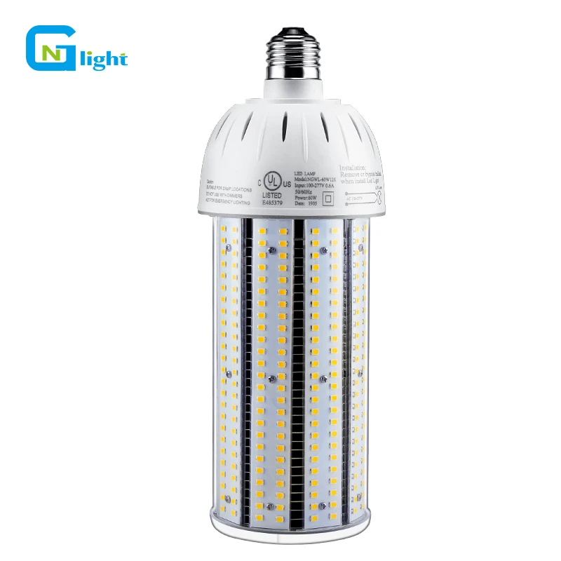 UL listed 100-277v HID Replacement aluminum fin heat sink 60W LED Corn cob Light Bulb