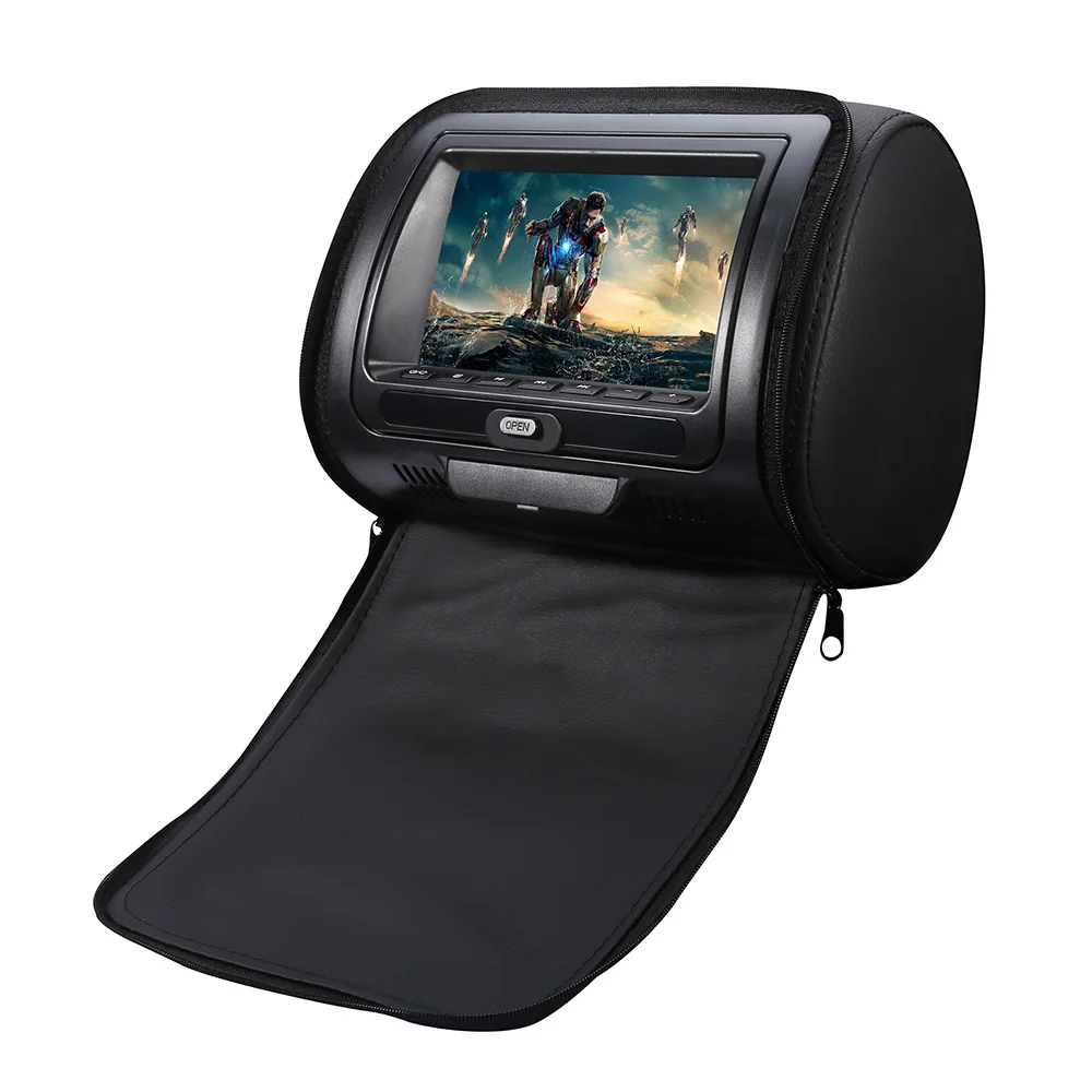 Universal 7inch Car Pillow Headrest Monitor Dvd Av With Usb Sd Zipper
