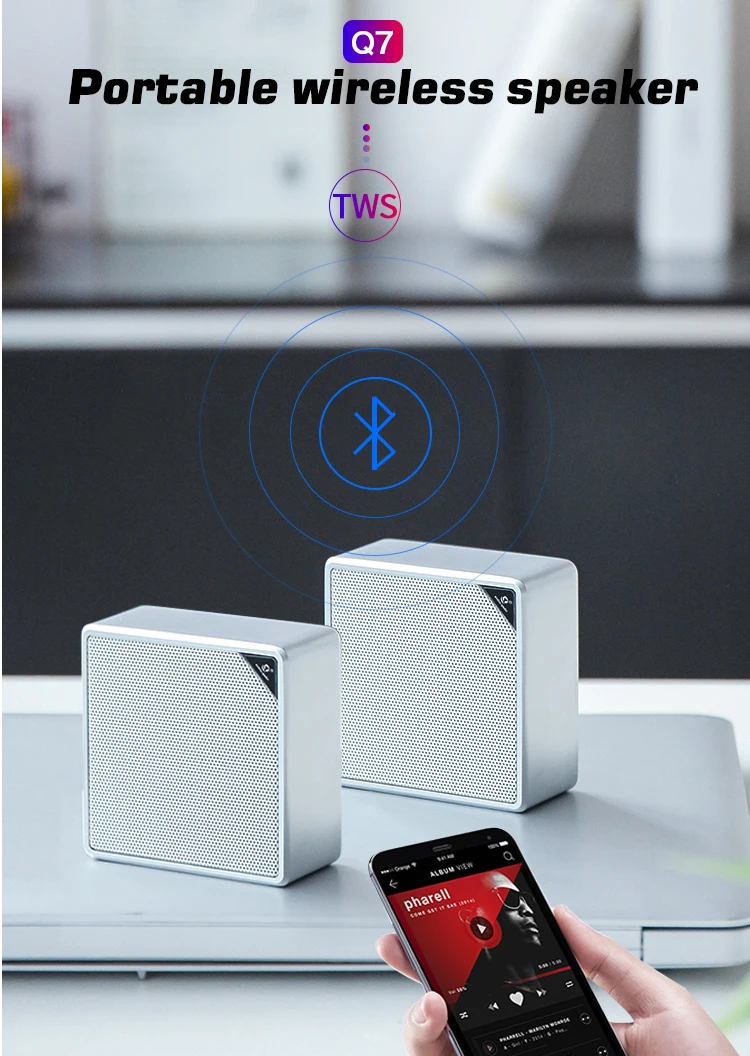 Q7 mini speaker blue tooth support TWS TF FM radio 1.5 inch subwoofer - ANKUX.COM