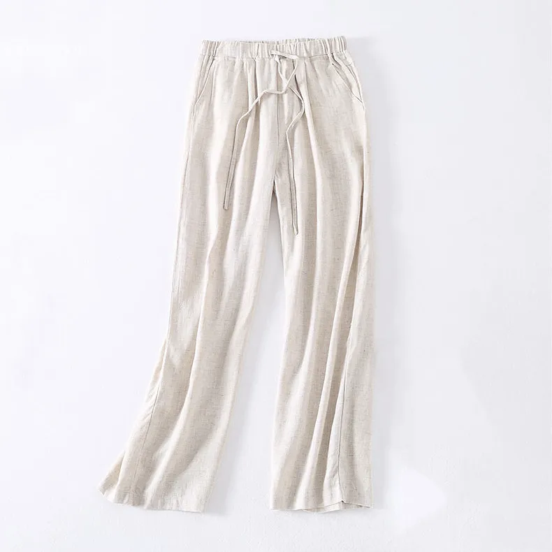 Fashion Organic Hemp Pants Women Casual Straight Pants Loose Trousers ...