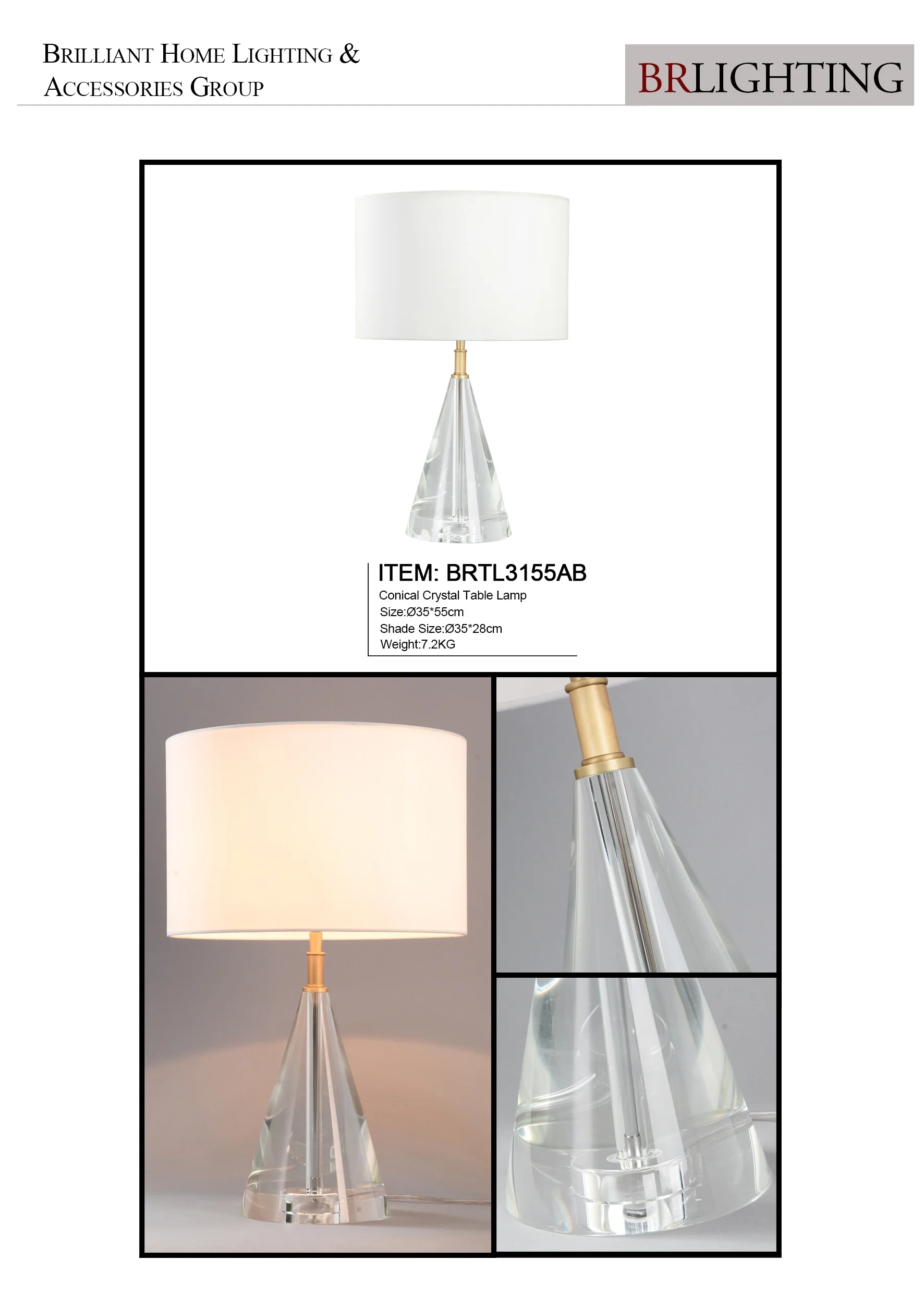 Pyramid Crystal Lamp Conical Crystal Table Lamp for indoor Lighting