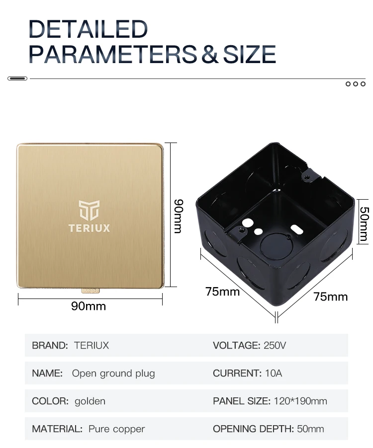 Factory wholesale small brass flat push floor socket box
