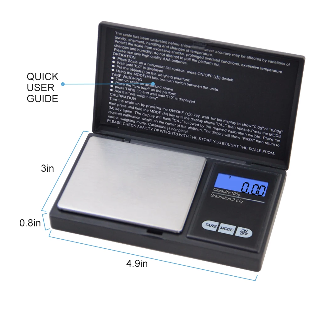 1000g/0.1g Mini LCD Digital Pocket Jewelry Diamond Portable Gram Weight Scale 