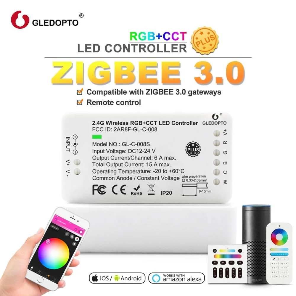 New version DC12V 24V zigbee 3.0 led strip controller plus compatible with RF remote controller RGBCCT