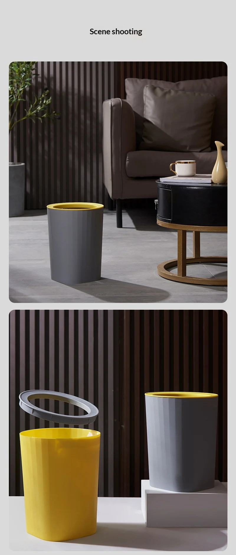 Plastic PP Material Uncovered Trash Bin Creative Simple Large Pressure ...