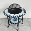 Round Shape Ceramic tiles fire pit table with BBQ function