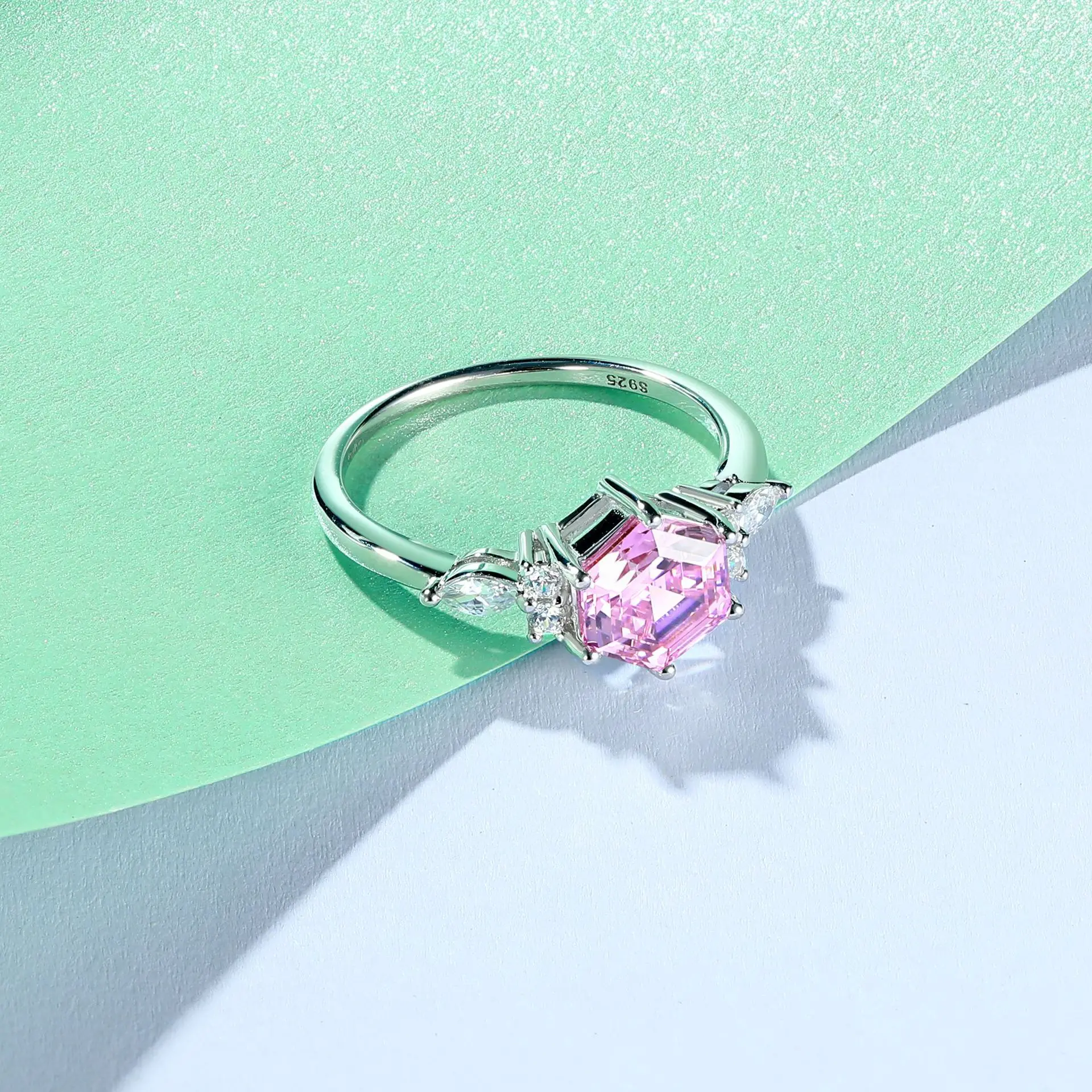 Niche High-grade 925 Sterling Silver Hexagon Flame Color Ring Luxury Women Diamond Ring Lab Diamond Treasure Sapphire Fine Ring