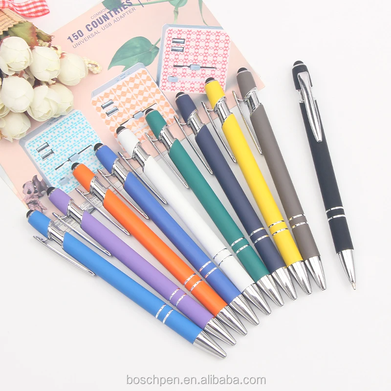 Promotion Soft Rubber Coated Ball Pen Aluminum Stylus Pen Touch Pen