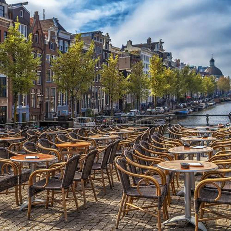 Outdoor Garden Coffee Restaurant Round Plastic Weaving Flower Wicker Rattan Bistro Chair.jpg