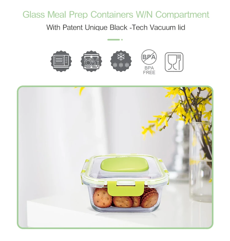 1450ml Rectangular Glass Meal Prep Containers 3 Compartments Lunch Storage  Box with PP Lid - China Glass Lunch Box with PP Lid and Glass Meal Prep  Containers 3 Compartments price