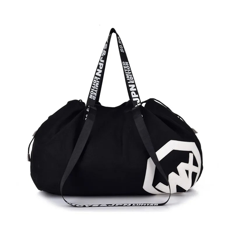 Custom women men canvas travel duffel bag shoulder sport bag drawstring gym bag