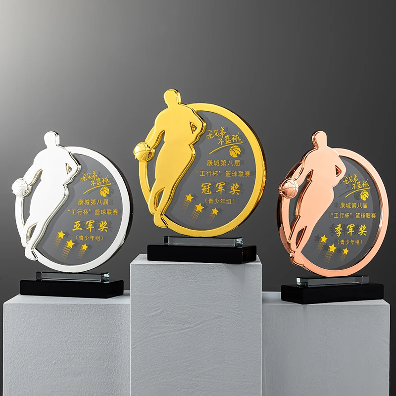 Wholesale New Style Crystal Basketball Trophy and Award Custom logo for Sport Events factory