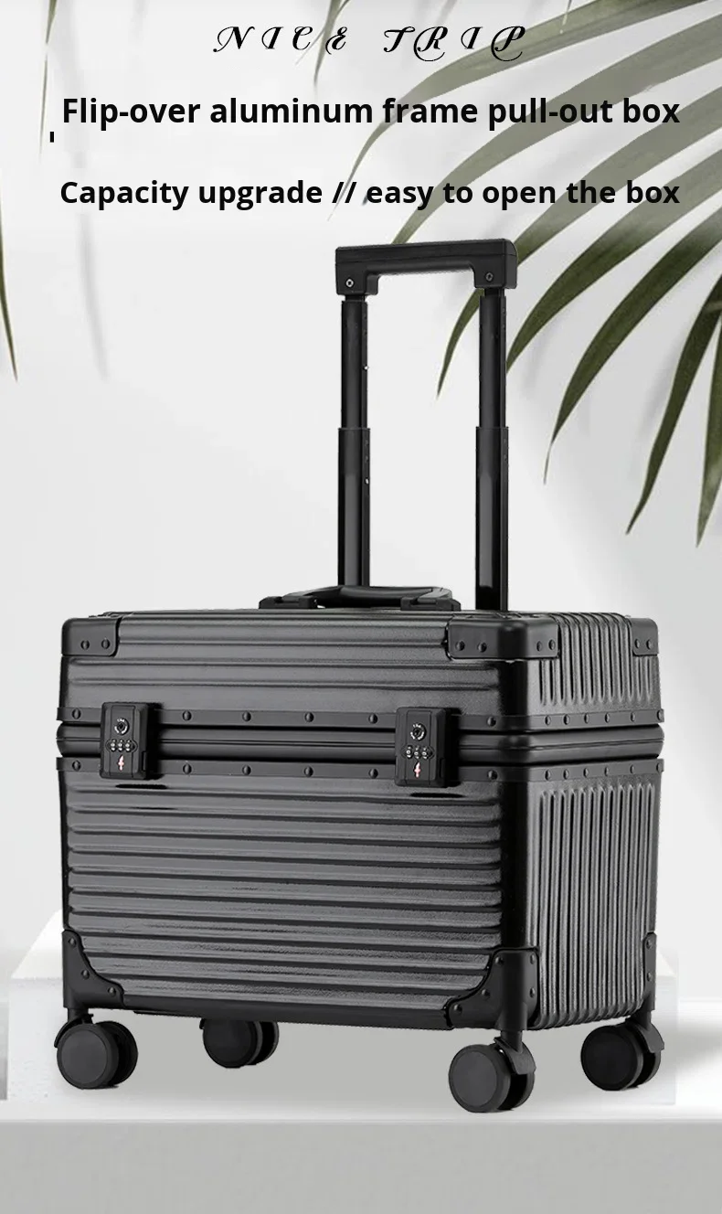 product 18 20 aluminum frame cabin carry on trolley case handheld luggage for photography tools  beauty instruments pilot case-6