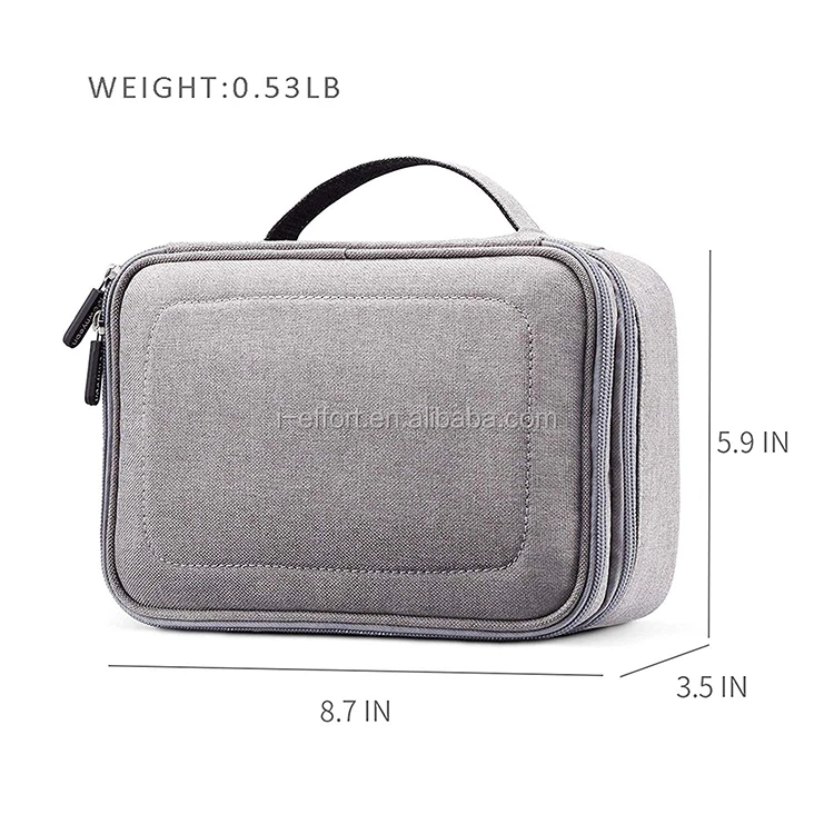 square zip makeup bag with compartments