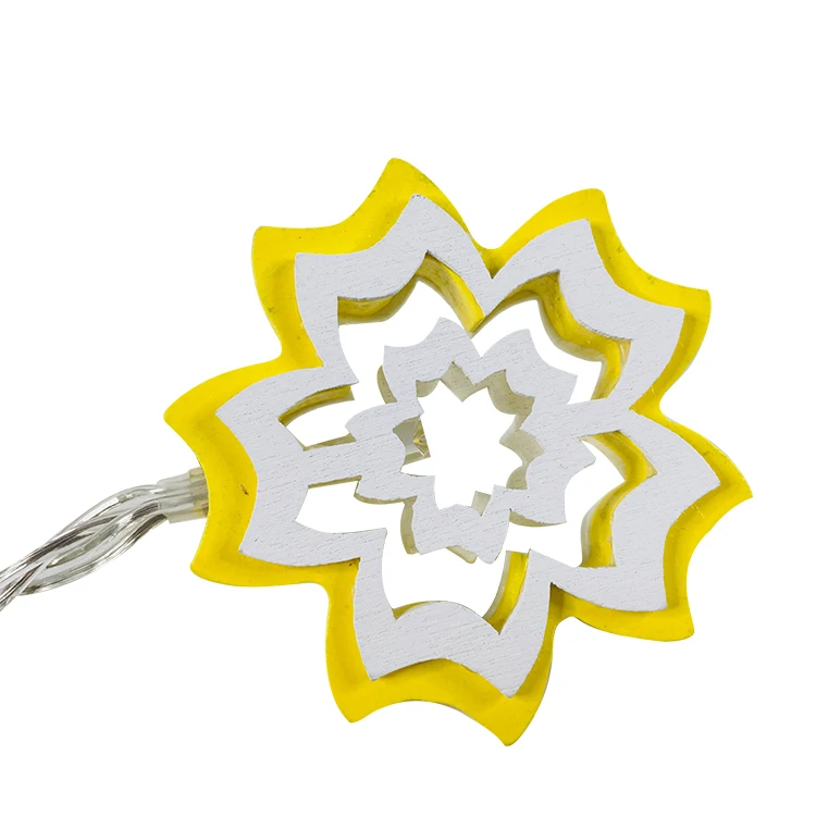 Custom decoration Easter Wooden Three-dimensional Small Yellow Flower Home Party String Light