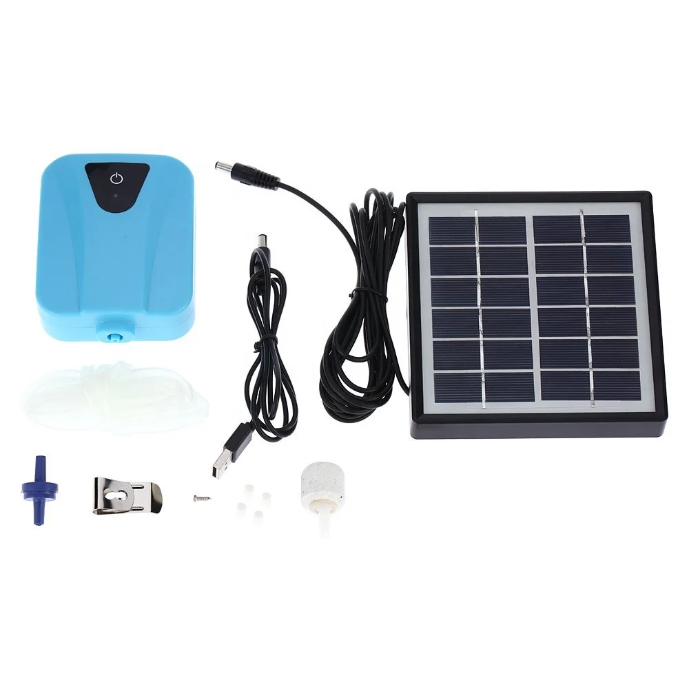 Solar Powered Rechargeable Air Pump Aerator Oxygenator Pond Aerator ...