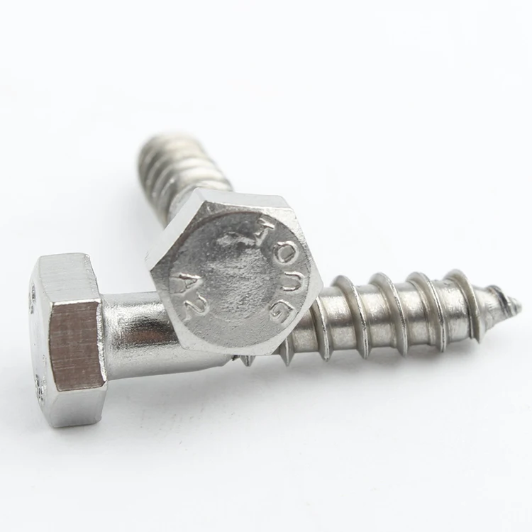 High Quality Din571 Stainless Steel Hex Head Lag Wood Screw Hexagonal