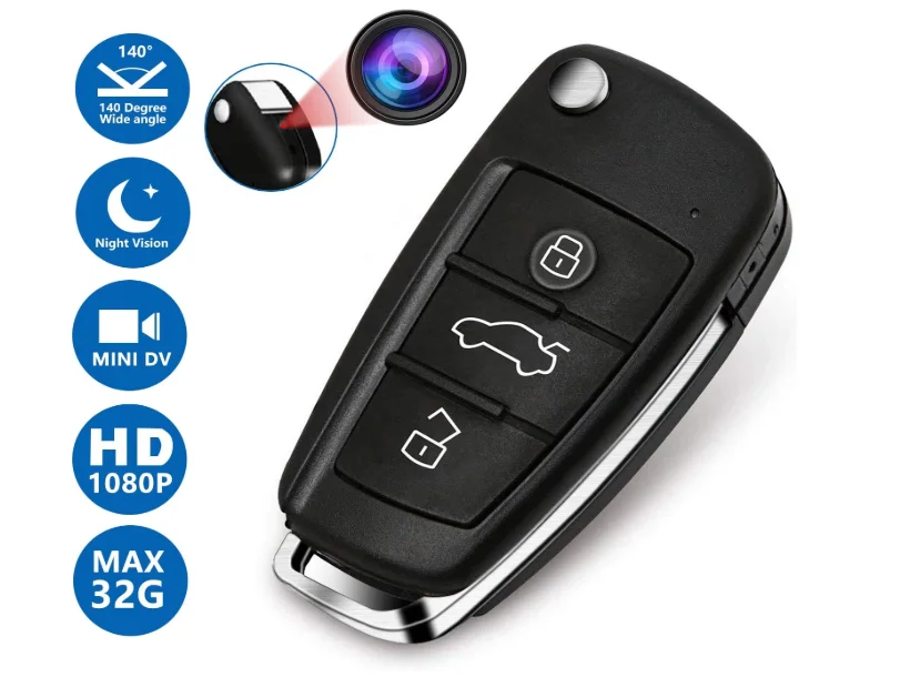 Portable Car Key Camera With Night And Dvr Function Hd 1080p Builtin