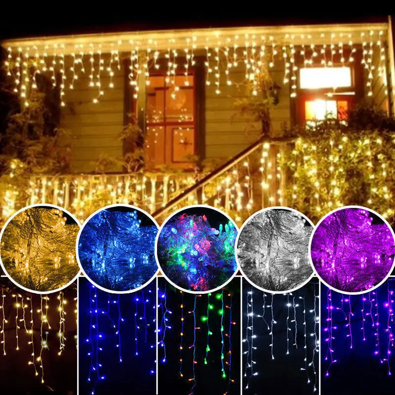 outdoor decoration 4m Droop 0.4-0.6m curtain icicle led string lights garden xmas decorative lights
