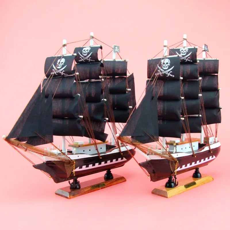 Mediterranean Pirate Ship Sailboat Wood Model Decorative Nautical Decor #1