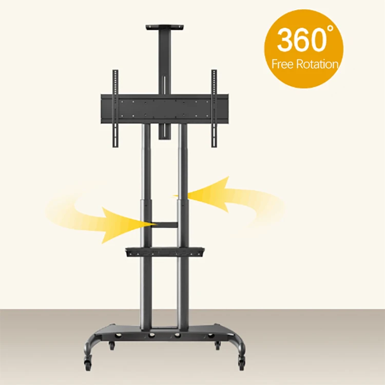 product-Floor Stand Interactive Carts Audio Visual Display Dumbbell Rack with Wheels for 55 65 75 Pa