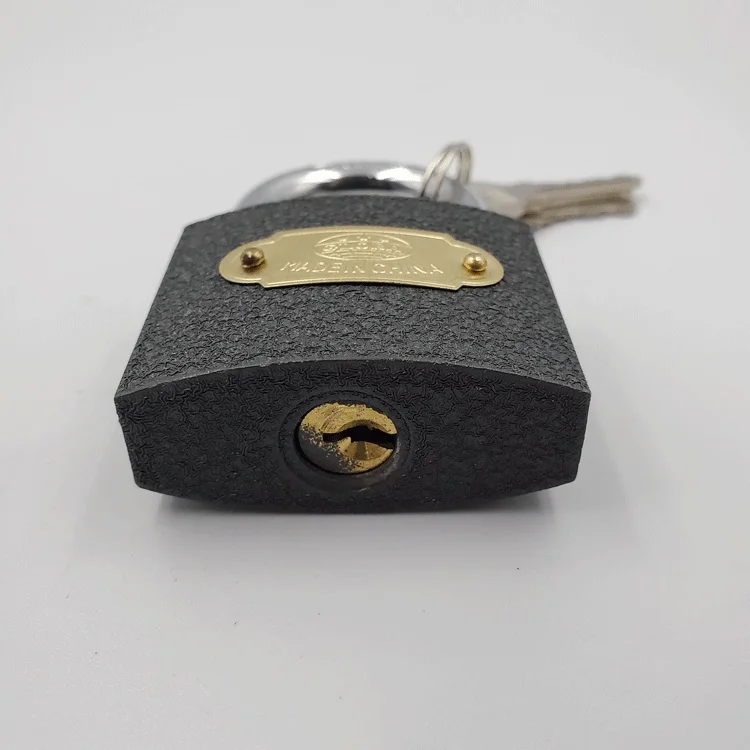 63mm heavy duty pujiang grey color painted iron padlock with brass cylinder