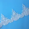 Floral Pattern Beaded Scalloped Edge Embroidered Alencon Lace Trim with Sequins For Bridal Dress Or Veils