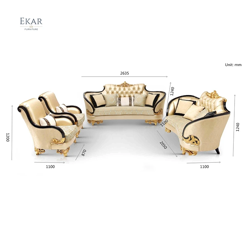 Italian Design Luxury Furniture High End Hand Carved Sofa Set Antique Living Room Sectional