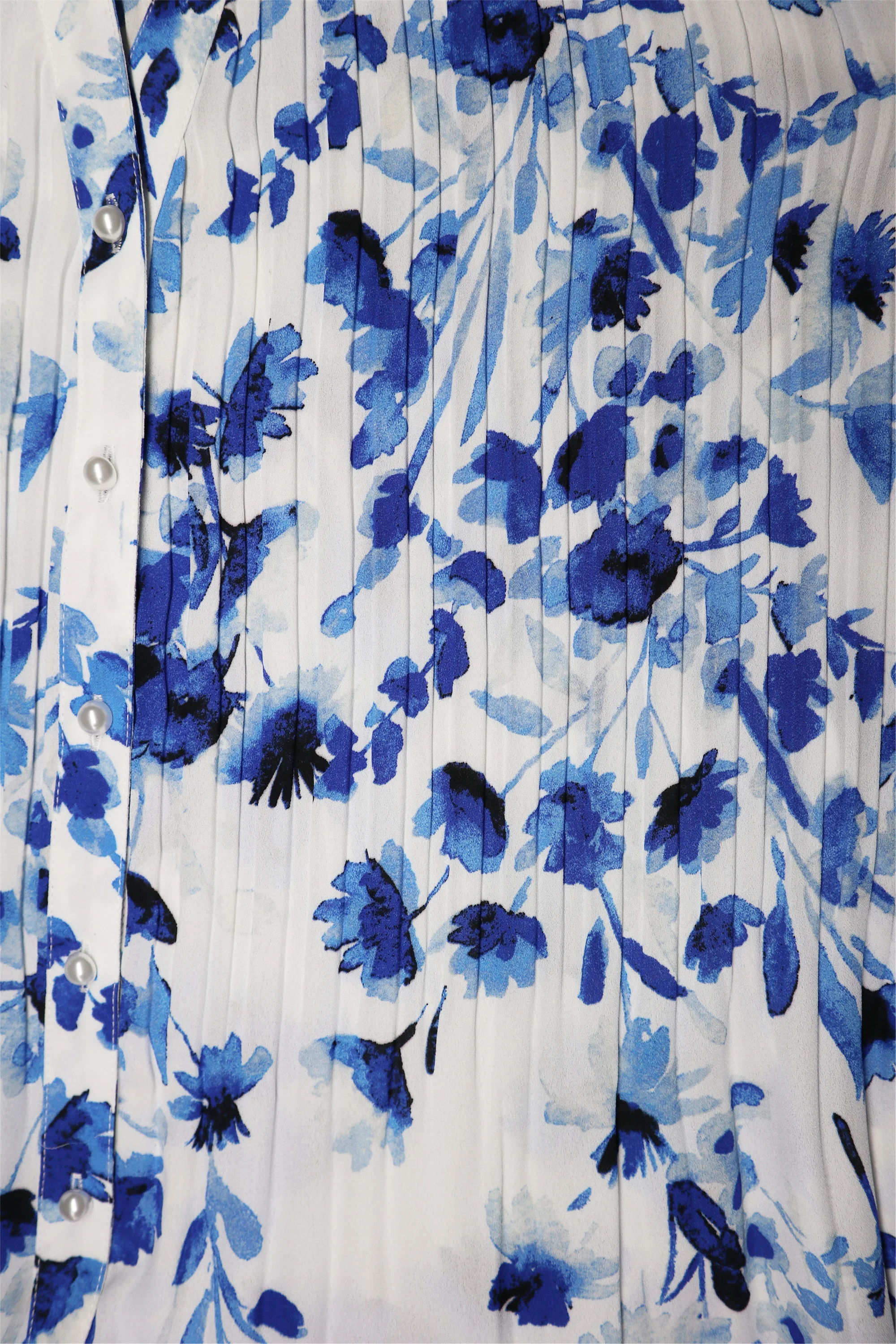 2020 summer new floral print women pleated shirt three quarter