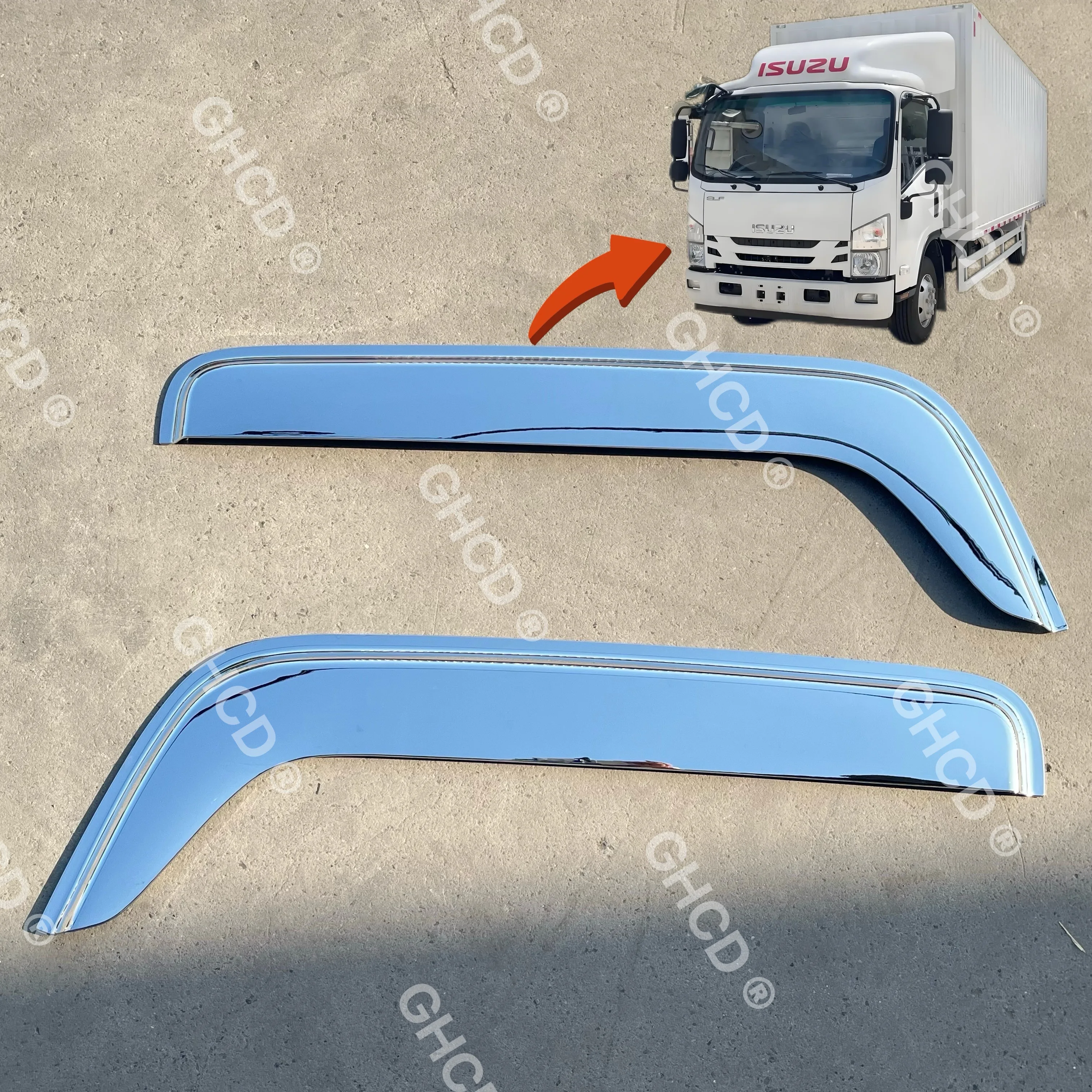 GHCD HOT PRODUCT/FCTORY PRICE CHROME-PLATED SUN VISOR for JAPANESE TRUCK ISUZU 700P/NPR/NQR/FRR/DECA360(2008-ON) manufacture