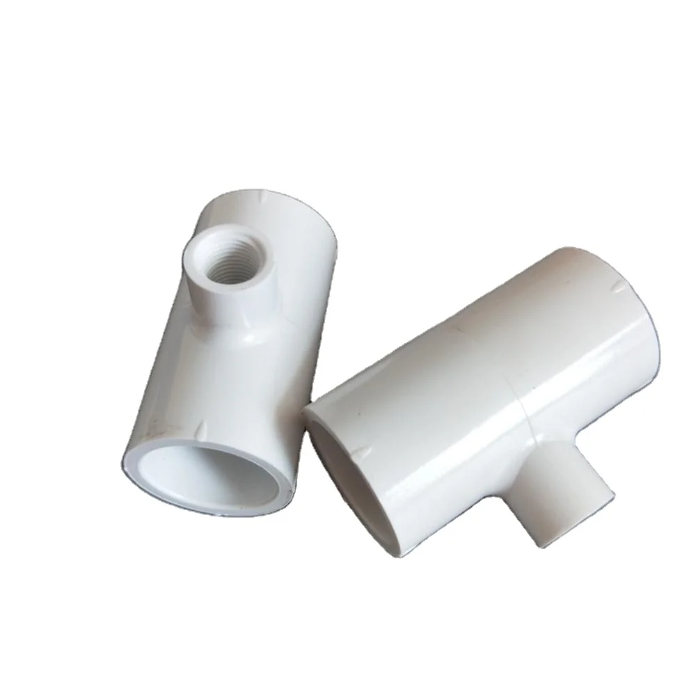 1/2'' White Pvc Tee Fittings For Threaded Brass Rabbit Nipples Threaded