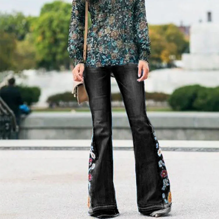 Al Por Mayor Jeans Venta Caliente De Las Mujeres Pantalones Vaqueros De  Cintura Alta De Bordado L Jeans Pantalones - Buy Vaqueros Bordados Product  on Alibaba.com