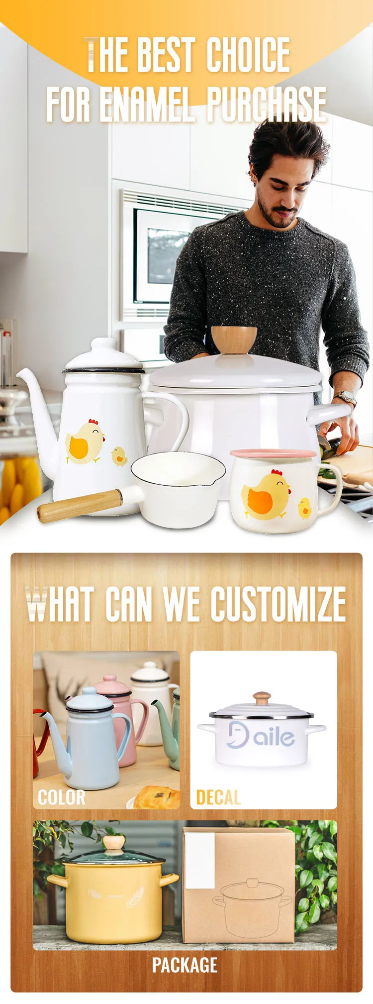 6 Pcs Wholesale Decal Enamel Kitchen Ware Cookware Sets For Home Cooking