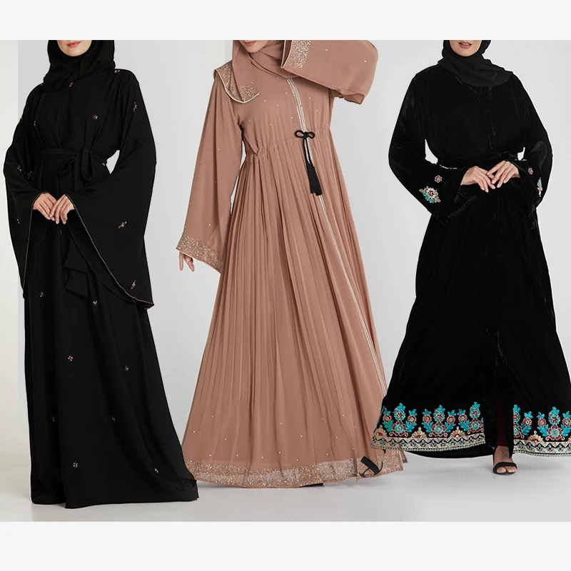 2019 Newest Fashion Embroidered Islamic Jubah Gaun Western Style Turchia For Girls Abaya Buy